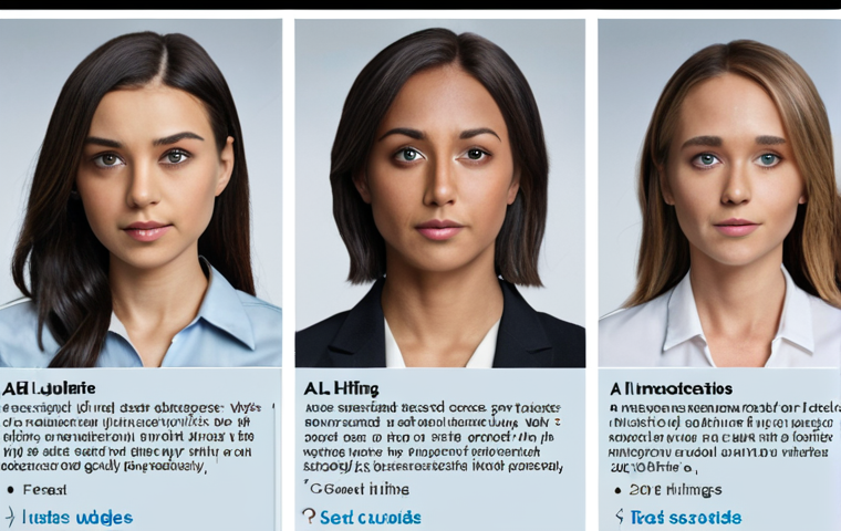 ** AI judges candidates based on work experience, but misses other skills. Focus on a hiring process scene with an AI interface.

**