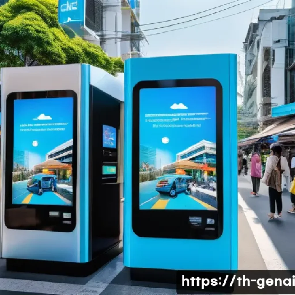 AI의 판단 기준과 윤리적 책임 - A futuristic urban scene in Bangkok showcasing AI-driven public services in daily life: diverse Thai...