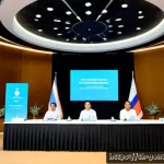 Home 23 AI 윤리적 가이드라인 국제 비교 - Photorealistic international AI ethics symposium in a contemporary Bangkok riverside conference hall...